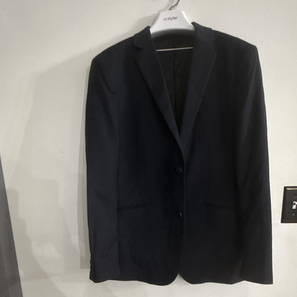 Theory Men’s Navy Solid Cotton Suit Jacket 44R Single-Breasted 2 Button Vented